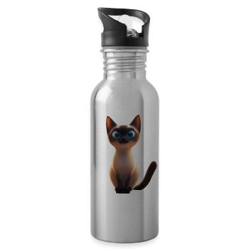 Siamkatze Siam Katze Siamese Cat Siamesen Katzen - Trinkflasche mit integriertem Trinkhalm - Lightsilver - Rechts