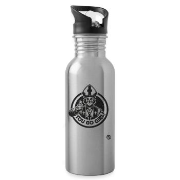 Faith is with you, you can do it, girl! - Water bottle with straw - silver - Right