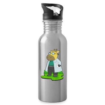 Giraffe Doctor Doctor's Coat - Water bottle with straw - silver - Right