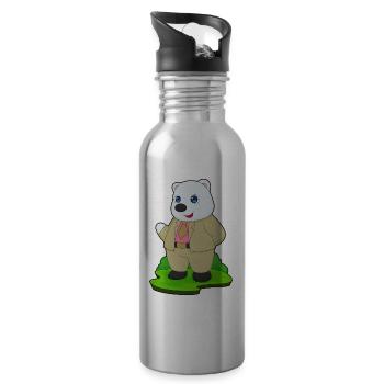 Eisbär Bräutigam Anzug Hochzeit - Trinkflasche mit integriertem Trinkhalm - Lightsilver - Rechts
