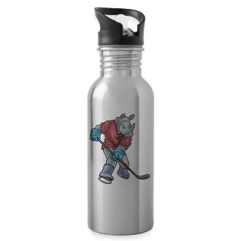 Rhino Bâton de Hockey sur Glace - Gourde avec paille intégrée - argent clair - Droite