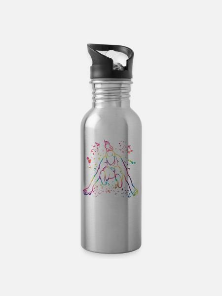 Weitspringer Weitspringen Kinder Weitsprung - Trinkflasche mit integriertem Trinkhalm - Lightsilver
