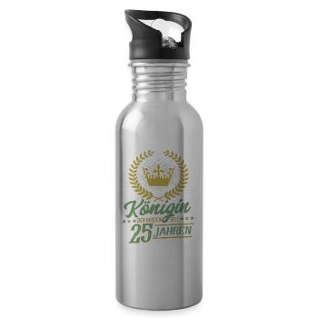 Königin der Herzen seit 25 Jahren Jubiläum - Trinkflasche mit integriertem Trinkhalm - Lightsilver - Rechts