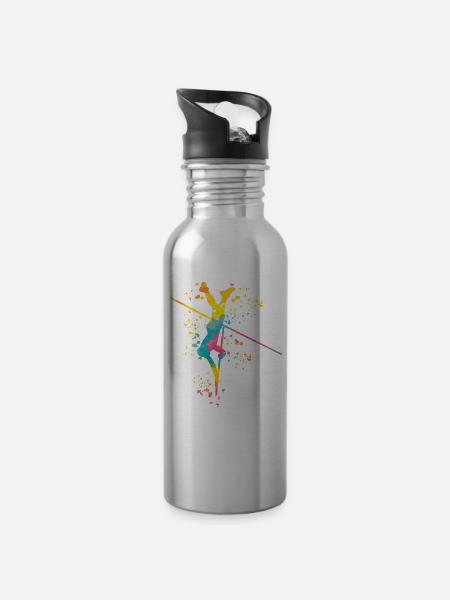 Stabhochspringer Kids Stabhochsprung - Trinkflasche mit integriertem Trinkhalm - Lightsilver