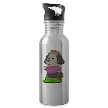 Hund Wanderer Tasche Wandern - Trinkflasche mit integriertem Trinkhalm - Lightsilver - Rechts