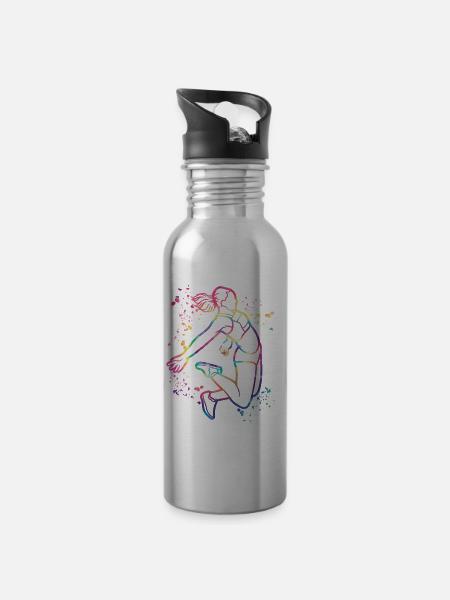 Weitspringer Weitspringen Kinder Weitsprung - Trinkflasche mit integriertem Trinkhalm - Lightsilver