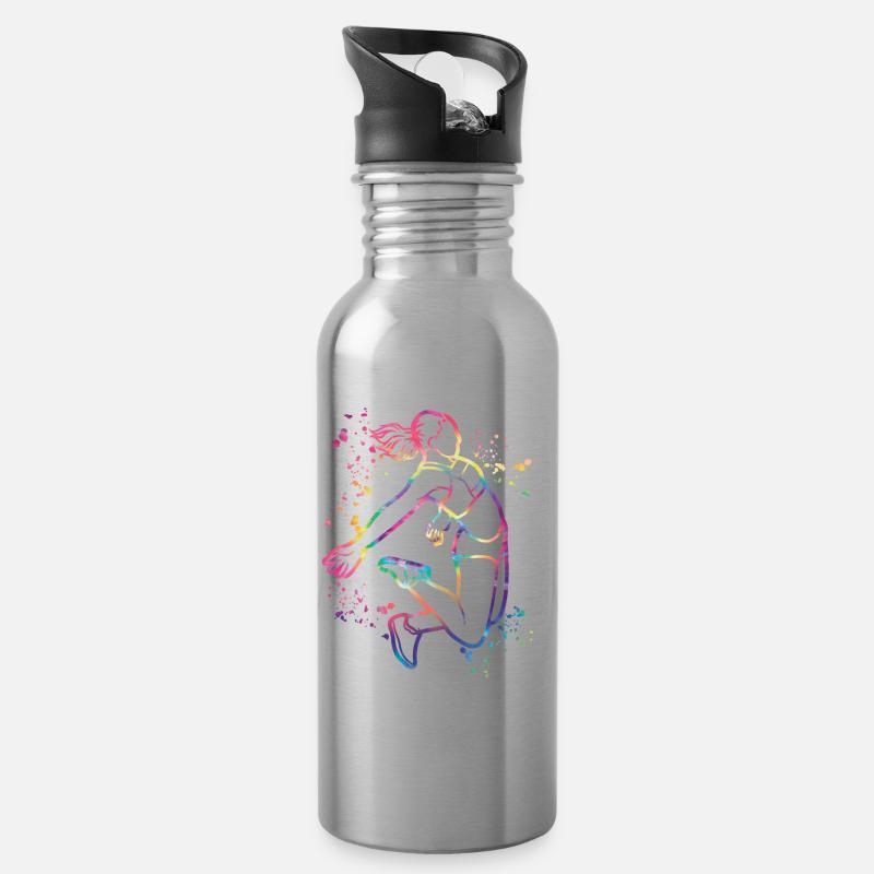 Weitspringer Weitspringen Kinder Weitsprung - Trinkflasche mit integriertem Trinkhalm - Lightsilver