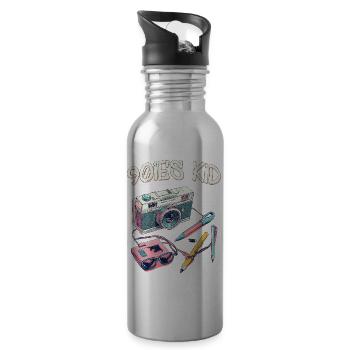 Kind der 90er Jahre - Trinkflasche mit integriertem Trinkhalm - Lightsilver - Rechts