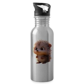 Igel Weißbauchigel Stacheligel Liebe Süßer Igel - Trinkflasche mit integriertem Trinkhalm - Lightsilver - Rechts