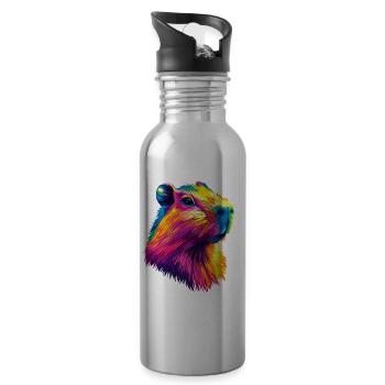 Capybara Be Capy Capybara Drôle Capybara - Gourde avec paille intégrée - argent clair - Droite