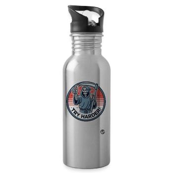 Thumbs up Grim Reaper: try harder - Water bottle with straw - silver - Right