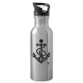 Segelschiff Anker - Trinkflasche mit integriertem Trinkhalm - Lightsilver - Rechts