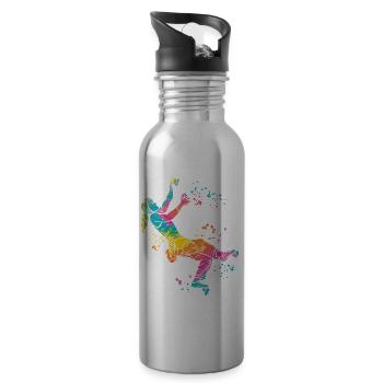 Boulderer Colorsplash Boulder Bouldern - Trinkflasche mit integriertem Trinkhalm - Lightsilver - Rechts