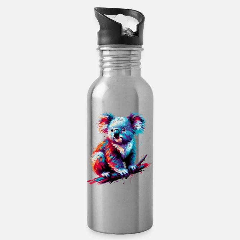 Koala - Trinkflasche mit integriertem Trinkhalm - Lightsilver