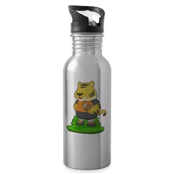 Tiger American Football Sports - Water bottle with straw - silver - Right