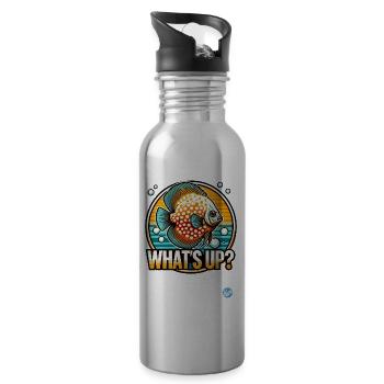 Aquarium Diskusfisch: Was geht ab? - Trinkflasche mit integriertem Trinkhalm - Lightsilver - Rechts