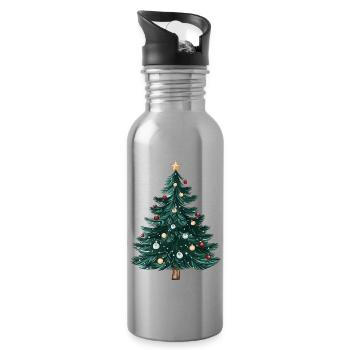 Weihnachtsbaum Weihnachten Christmas Tree - Trinkflasche mit integriertem Trinkhalm - Lightsilver - Rechts