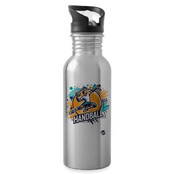 Handball - Trinkflasche mit integriertem Trinkhalm - Lightsilver - Rechts