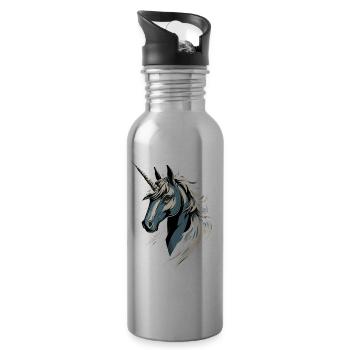 Licorne Cavalier Poney Ferme Chevaux Équitation Licornes - Gourde avec paille intégrée - argent clair - Droite