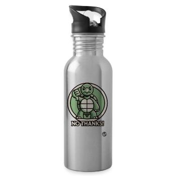 Angry turtle - thumbs down, no thanks! - Water bottle with straw - silver - Right