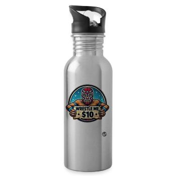 Broke Luchador Wrestler - Fights for $10 - Water bottle with straw - silver - Right