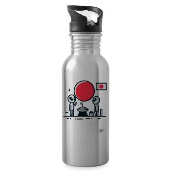 Japan ist seltsam wie Aliens - Trinkflasche mit integriertem Trinkhalm - Lightsilver - Rechts