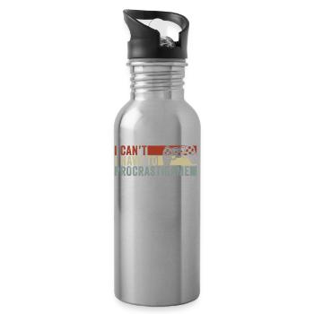 Gamer I Cant I Have To Procrastigame Gaming - Water bottle with straw - silver - Right