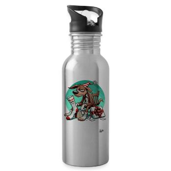 Bad Mood Dog with Socks Gift - Water bottle with straw - silver - Right
