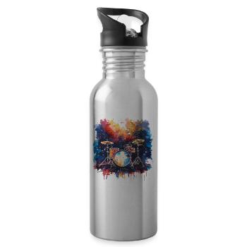 Schlagzeug Synthwave - Trinkflasche mit integriertem Trinkhalm - Lightsilver - Rechts