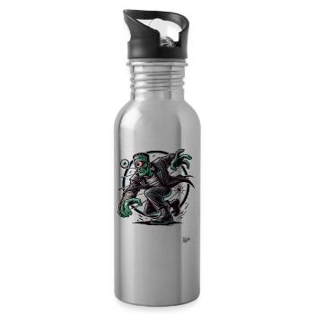 The Green Cyclops Undead Zombie Monster - Water bottle with straw - silver - Right
