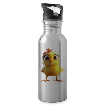 Poulet Poulet Poule Ferme Fermier Poulets mignons - Gourde avec paille intégrée - argent clair - Droite