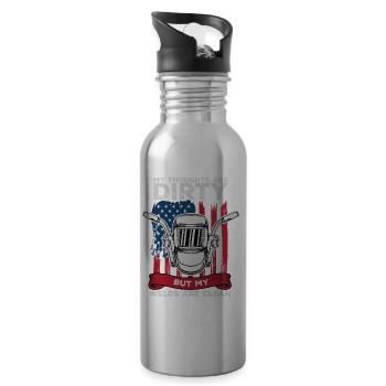 Meine Gedanken sind schmutzig, aber meine Schweißer sind sauber - Trinkflasche mit integriertem Trinkhalm - Lightsilver - Rechts