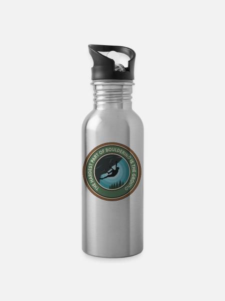 Bouldern Boulderer Boulder - Trinkflasche mit integriertem Trinkhalm - Lightsilver