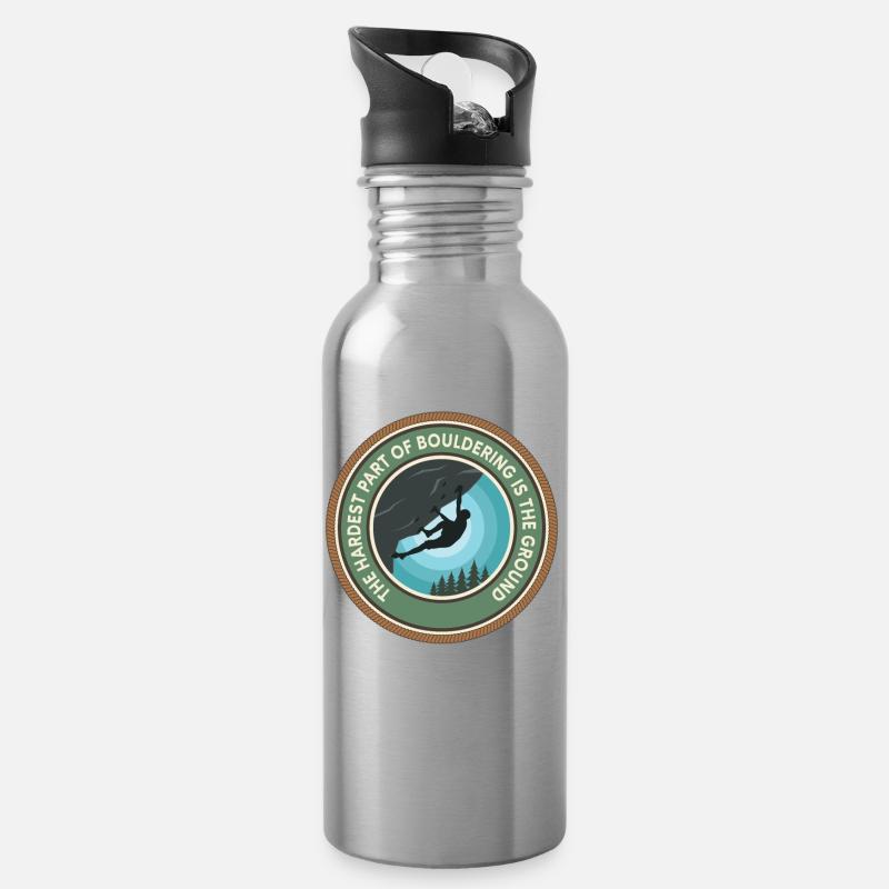 Bouldern Boulderer Boulder - Trinkflasche mit integriertem Trinkhalm - Lightsilver