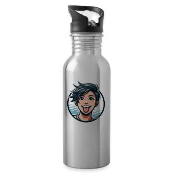 Comic Cartoon Stil: Frecher Junge - Trinkflasche mit integriertem Trinkhalm - Lightsilver - Rechts