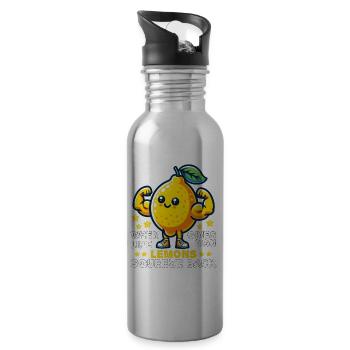 WENN DAS LEBEN DIR ZITRONEN GIBT, DRÜCKE ZURÜCK - Trinkflasche mit integriertem Trinkhalm - Lightsilver - Rechts