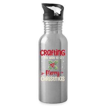 Bastle meinen Weg zum frohen Weihnachtsfest - Trinkflasche mit integriertem Trinkhalm - Lightsilver - Rechts