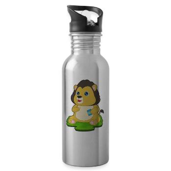 Croustilles Lion - Gourde avec paille intégrée - argent clair - Droite