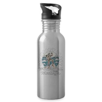 MY HAPPY PLACE: MOUNTAINS OVER MEETINGS - Water bottle with straw - silver - Right