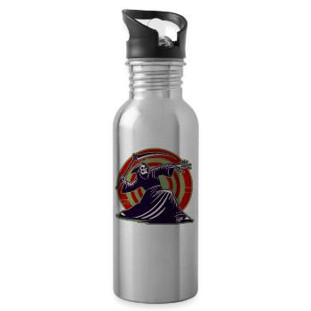 Sport is murder, Grim Reaper throws the scythe - Water bottle with straw - silver - Right
