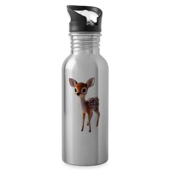 Deer Fawn Costume Roebuck Deer Cute Deer Fawn - Water bottle with straw - silver - Right