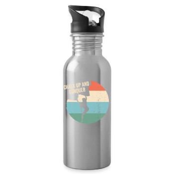 Boulderer Ankreiden Und Bezwingen - Trinkflasche mit integriertem Trinkhalm - Lightsilver - Rechts