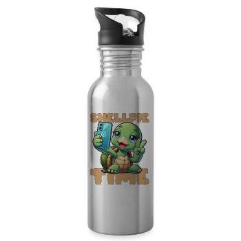 SHELLFIE-ZEIT! - Trinkflasche mit integriertem Trinkhalm - Lightsilver - Rechts