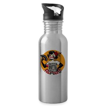 Flamenco Dancer Bombshell Woman: Directly from Spain - Water bottle with straw - silver - Right