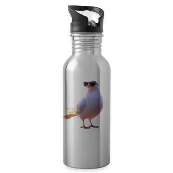 Taube Weiß Stadttaube Ringeltaube Weiße Tauben - Trinkflasche mit integriertem Trinkhalm - Lightsilver - Rechts