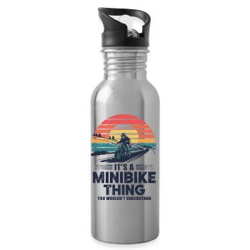 Minibike fan with heart - Water bottle with straw - silver - Right