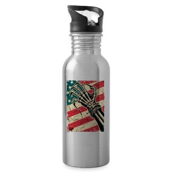 USA flag and claw of the American Nightmare - Water bottle with straw - silver - Right