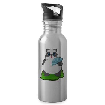 Panda Handventilator - Trinkflasche mit integriertem Trinkhalm - Lightsilver - Rechts