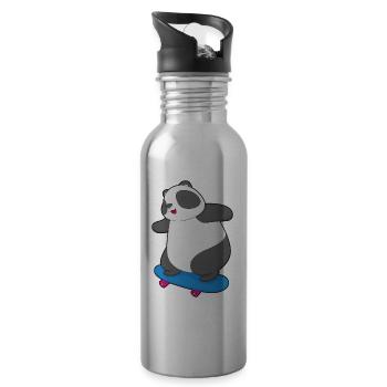 Panda Skater Skateboard - Water bottle with straw - silver - Right