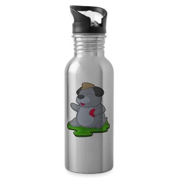 Hund Poker Pokerkarten - Trinkflasche mit integriertem Trinkhalm - Lightsilver - Rechts